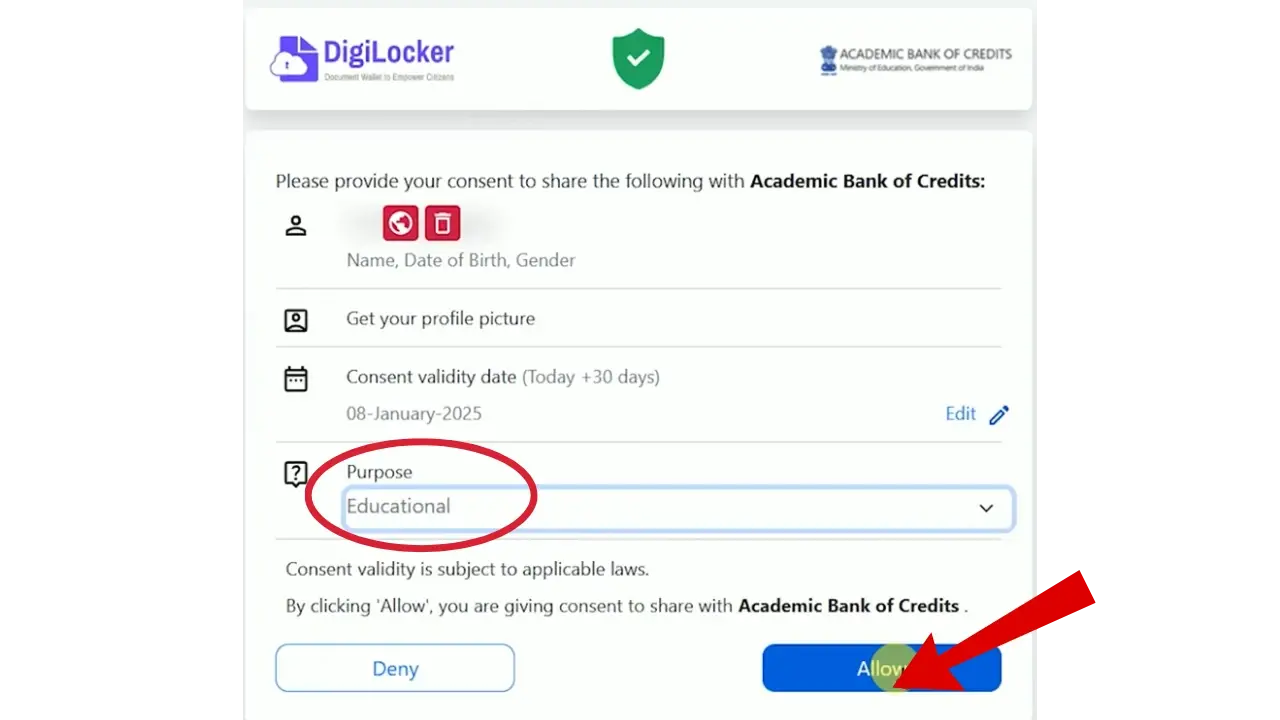 An Image of DigiLocker Consent Form