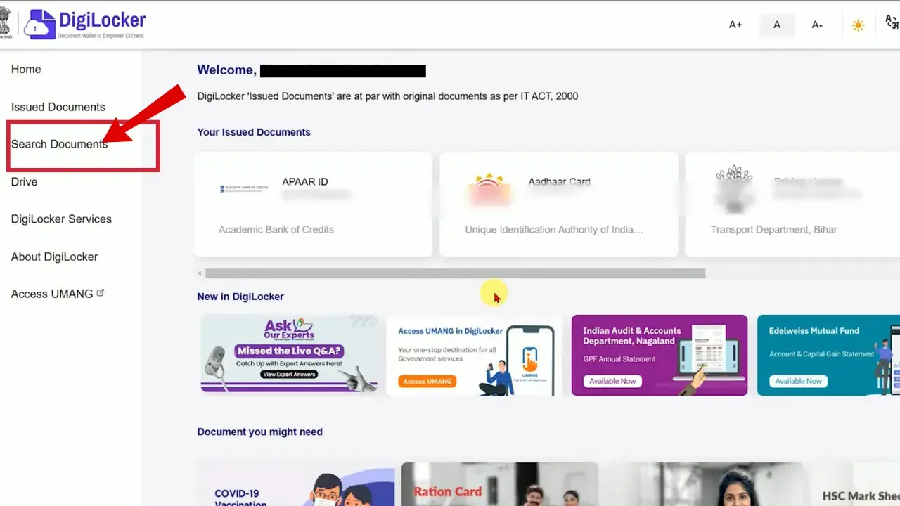 Searching Documents in DigiLocker