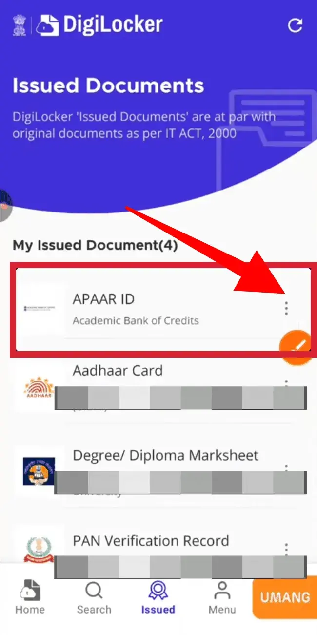 View Apaar ID in DigiLocker